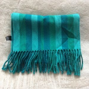 Coach scarf striped teal blue, wool unisex